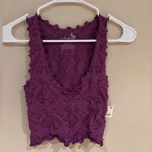 Free People Deep Purple Lace Crop Top